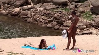 The massive cocked black dude picking up on the nudist beach