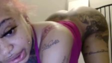Creamy bent over box show with tats